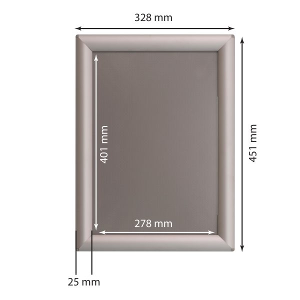 Klapprahmen Opti Frame Budget silber DIN A3 Bemaßungsbild