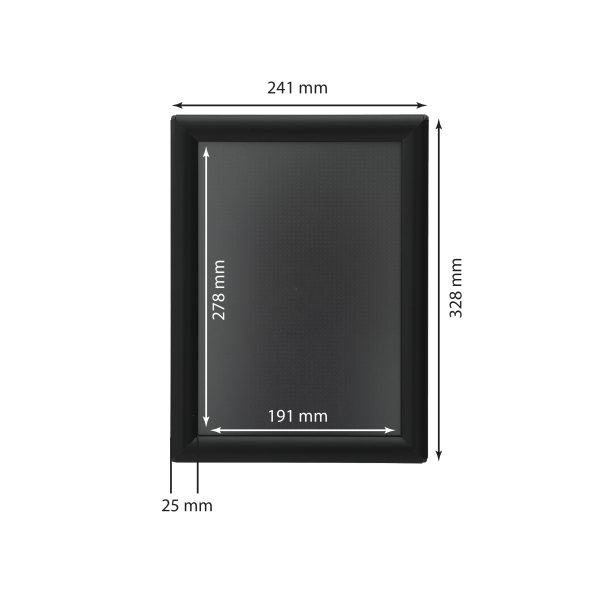 Klapprahmen Opti Frame Budget DIN A4 schwarz Bemaßungsbild